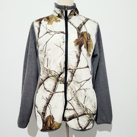 Northcrest Realtree Women's White/gray Camo Zip-Up Fleece Jacket Size Medium - Picture 1 of 14